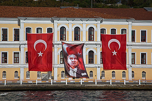 旗帜,土耳其,飞,建筑,荣耀,周年纪念,死亡,十一月,伊斯坦布尔,亚洲