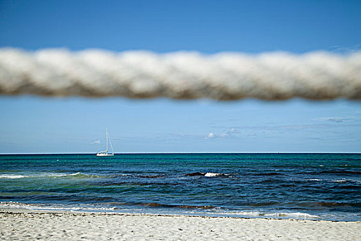 海滩风景,绳索,前景