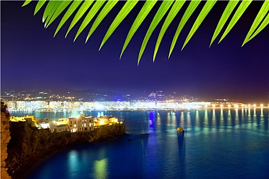 伊比萨岛,城镇,港口,蓝色海洋,景观灯