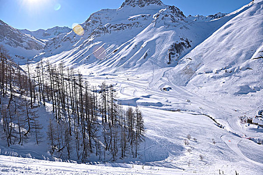 高山,初雪,冬天,季节