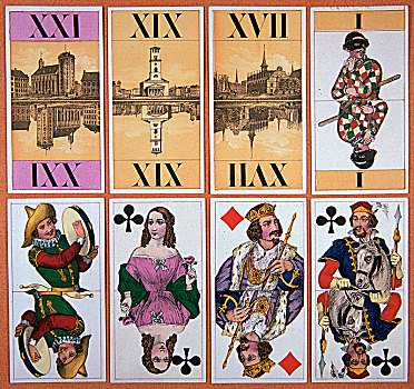 卡,丹麦人,塔罗纸牌,19世纪,艺术家,未知