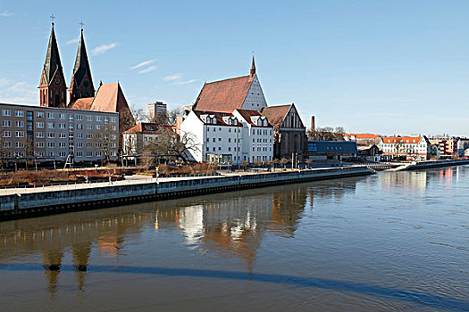 河,散步场所,法兰克福,勃兰登堡,德国,欧洲