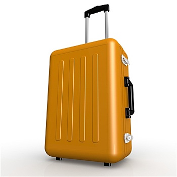 橙色,行李,站立,地面