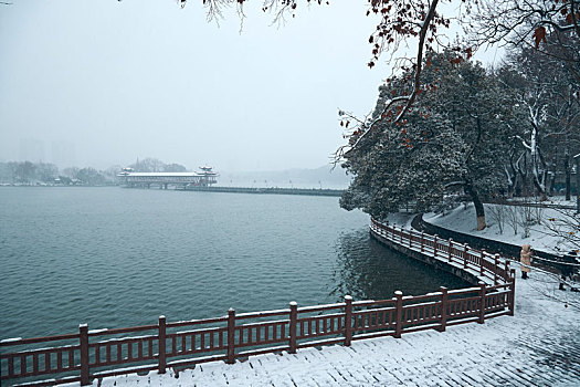 湖南省开福区烈士公园冬季雪景