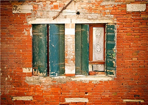 窗户,老,房子,威尼斯