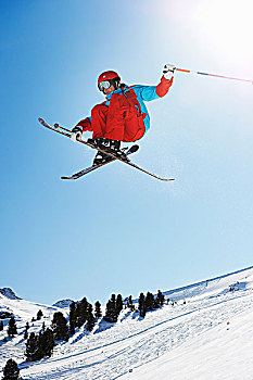 滑雪,跳跃,半空中
