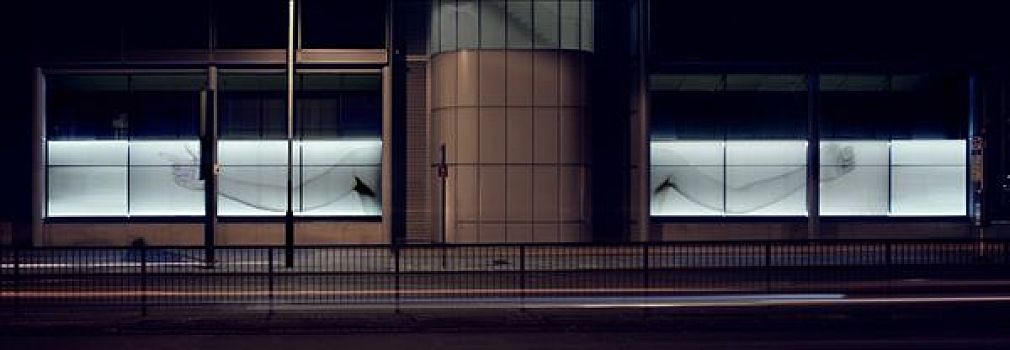 建筑,宽,2008年,窗户,安装,夜晚