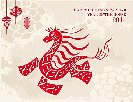 传统,中国,马,新年