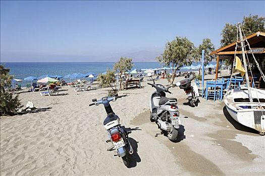 摩托车,海滩,克里特岛,希腊