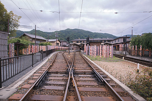 日本京都岚山电车站和服之森景观