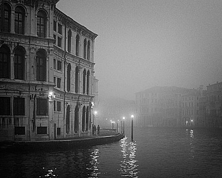 意大利,威尼斯,建筑,大运河,雾状,早晨,年轻,画廊