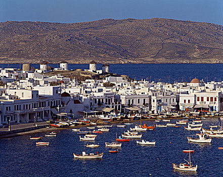 渔船,米克诺斯岛,港口,基克拉迪群岛,希腊群岛,希腊,地中海