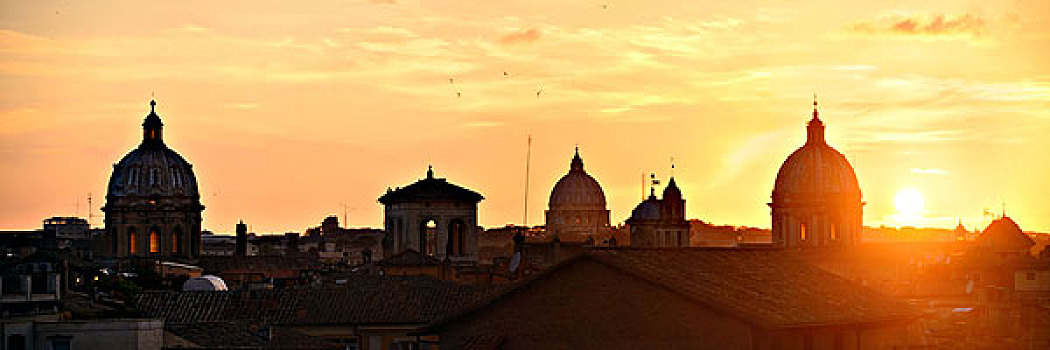 罗马,屋顶,风景,日落,全景,古代建筑,意大利