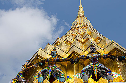 泰国,曼谷,大皇宫,平台,纪念碑,神话,生物,守卫
