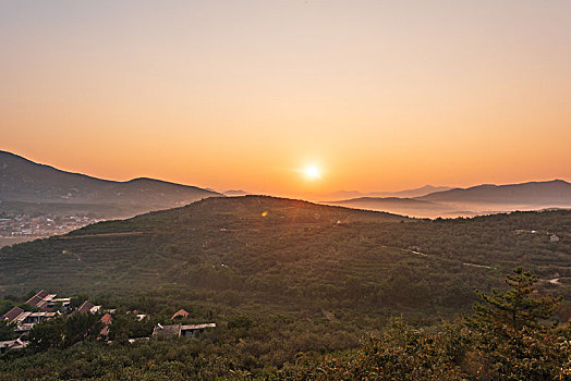 山东沂蒙山区的山村果园