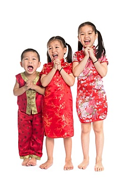 小,亚洲人,孩子,愿望,高兴,春节