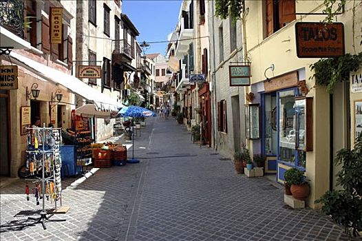 狭窄街道,老,局部,哈尼亚,克里特岛,希腊