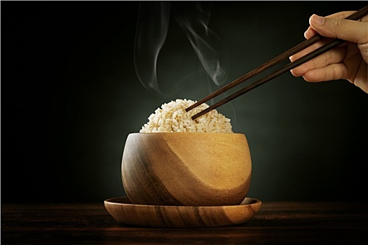 烹饪,有机,糙米,蒸汽,筷子