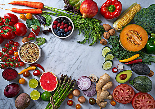 健康食物,蔬菜,心形,石南,大理石,白色背景,背景