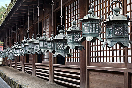 青铜,灯笼,神祠,城市,奈良,日本