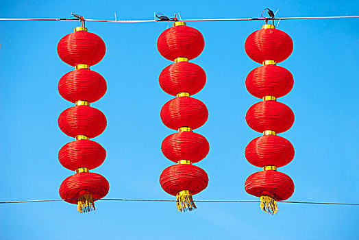 中国传统节日用品－三串红色灯笼