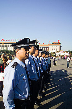 北京天安门广场上的警察