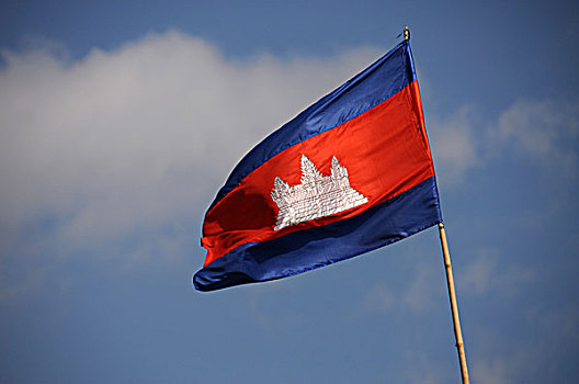 柬埔寨,旗帜,海滩,亚洲