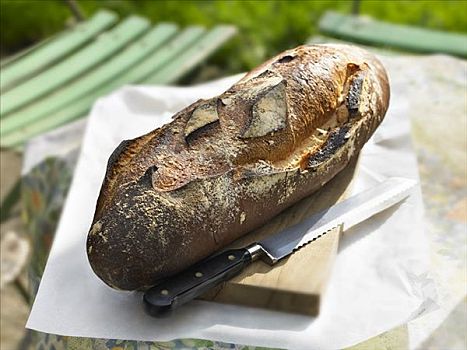 面包,面包刀,桌子,花园
