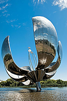 金属,雕塑,花,联合国大厦,布宜诺斯艾利斯,阿根廷,南美