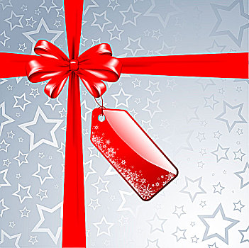 圣诞礼物,背景,红丝带,标签