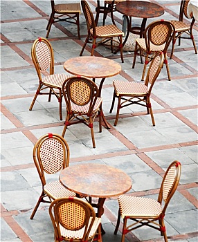 桌子,椅子,街头咖啡馆