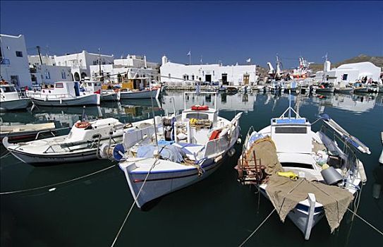 渔船,锚定,帕罗斯岛,基克拉迪群岛,希腊,欧洲