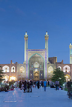 沙阿,清真寺,伊玛目清真寺,蓝色,钟点,伊斯法罕,伊朗,亚洲
