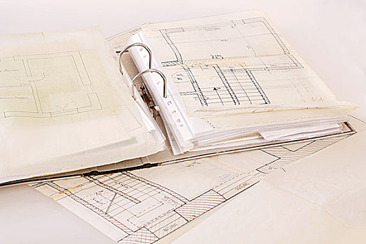 建筑设计,老,纸,文件,项目