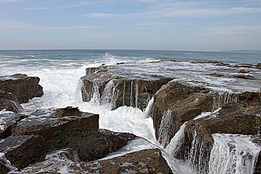 水,流动,石头,海滩