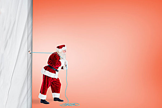 圣诞老人,拉拽,绳索,橙色