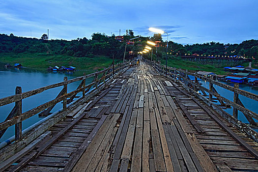 木桥,北碧府,西部,泰国,黃昏