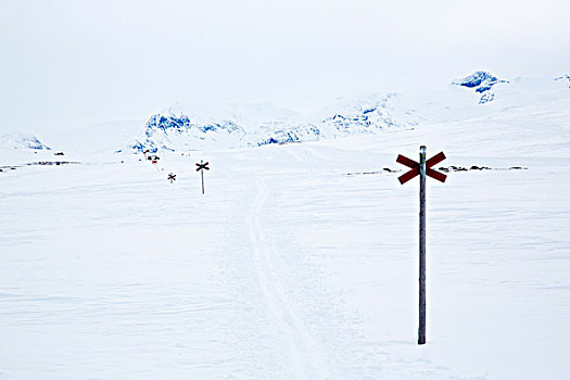 滑雪道,标识,冬天