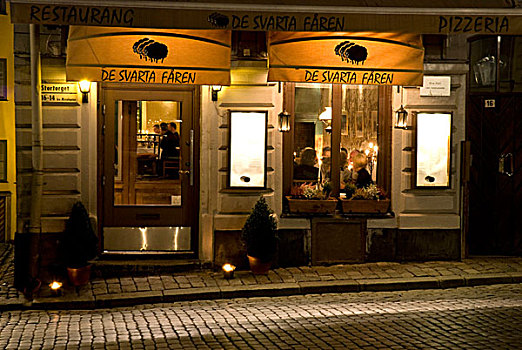历史,中心,加玛,夜晚,斯德哥尔摩,瑞典,斯堪的纳维亚,欧洲