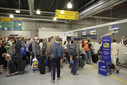 乘客,等待,登机,机场,莱茵兰普法尔茨州,德国,欧洲