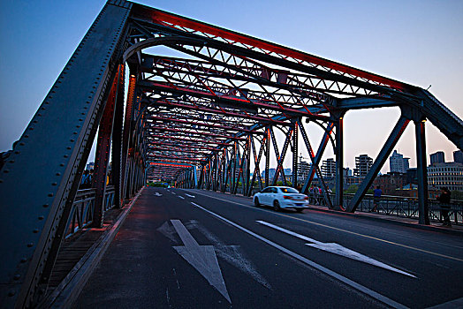 上海外白渡桥,外滩,大桥,钢桥,箭头