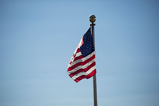 美国国旗,摆动,活力,风,蓝天