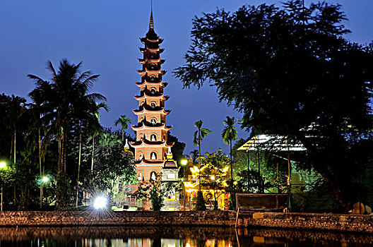 塔,庙宇,西部,湖,河内,越南,东南亚