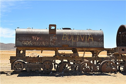 生锈,火车头,列车,墓地,玻利维亚