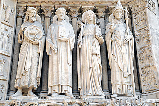 圣徒,雕塑,特写,哥特式,大教堂,巴黎,法国,欧洲