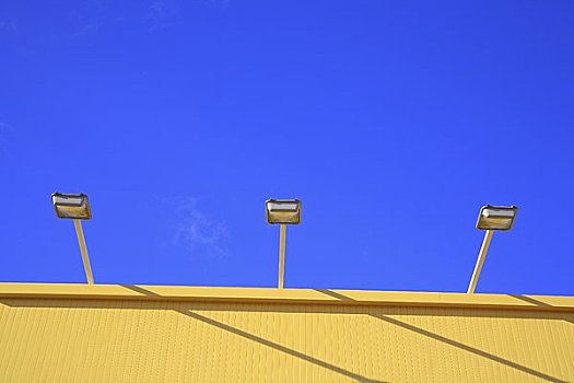 黄色,建筑,蓝天