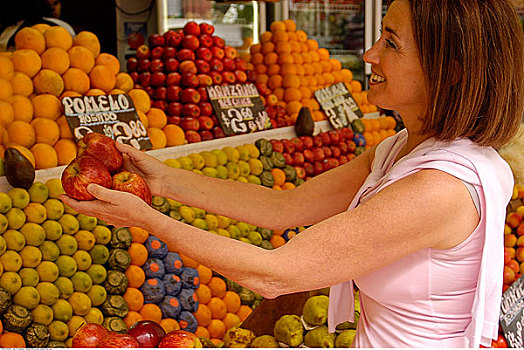 女人,买,水果
