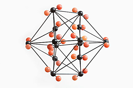 橙色,黑色,分子结构,白色背景