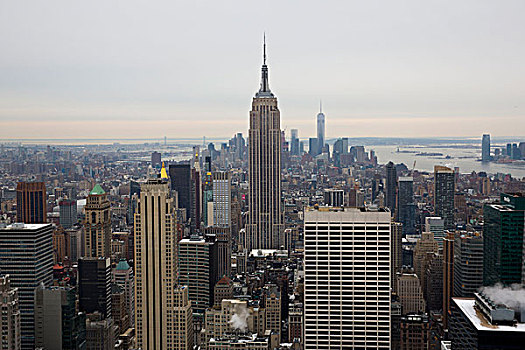 风景,帝国大厦,一个,世贸中心,洛克菲勒中心,眺望台,上面,石头,上方,曼哈顿,纽约