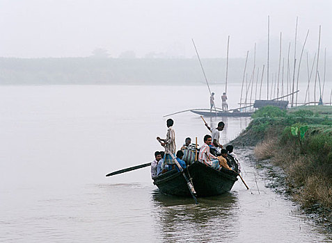 船,恒河,河,西孟加拉,印度